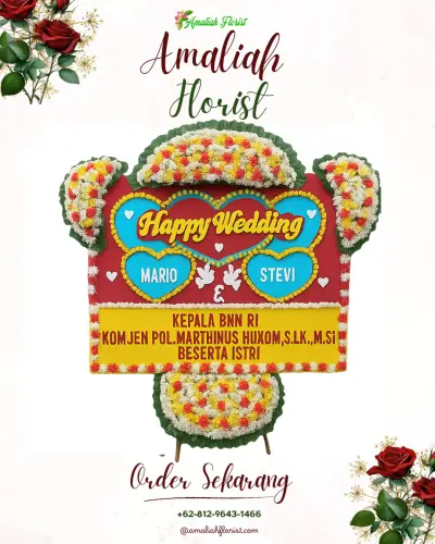 Karangan Papan Bunga Pernikahan di Miga